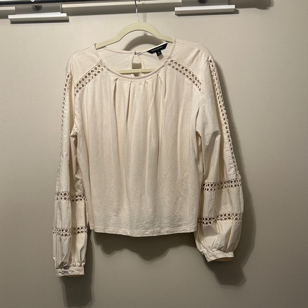 Banana Republic Cream Blouse with Lace Accents